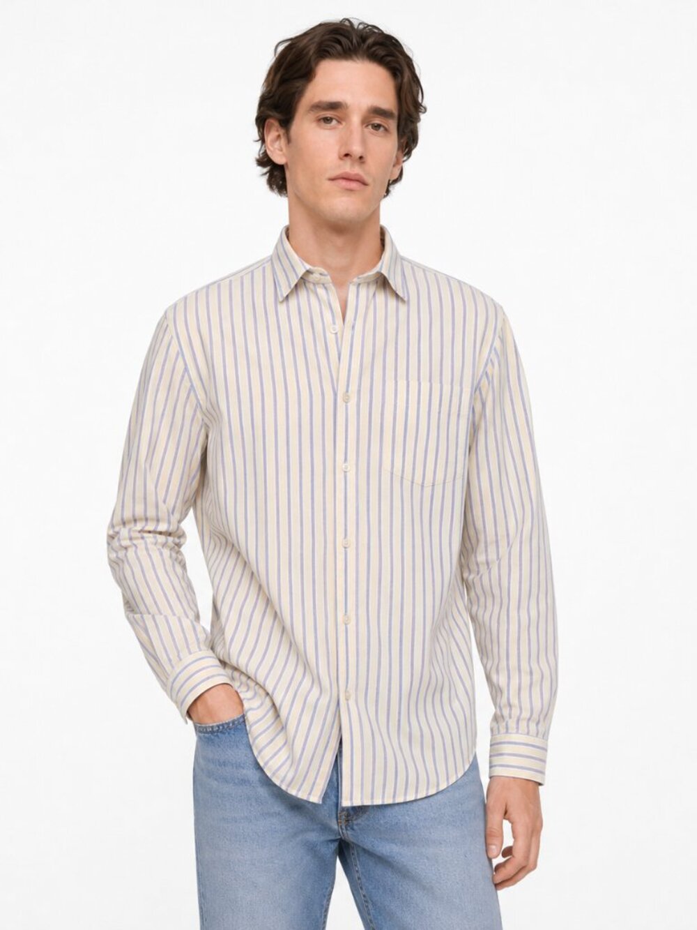 Banana Republic Striped Button Down Shirt Size M Long Sleeve Classic Fit